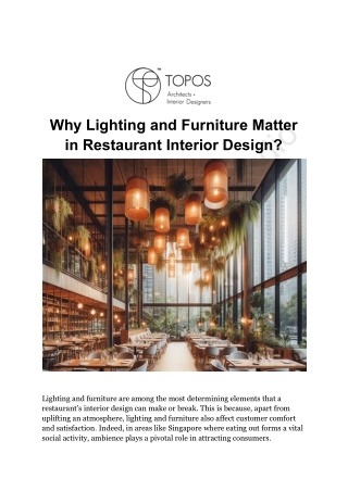 Why Lighting and Furniture Matter in Restaurant Interior Design