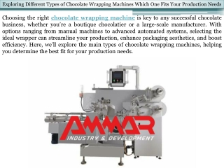 Exploring Different Types of Chocolate Wrapping Machines Which One Fits Your Production Needs