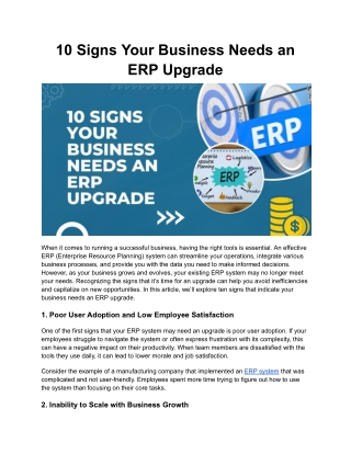 10 Signs Your Business Needs an ERP Upgrade