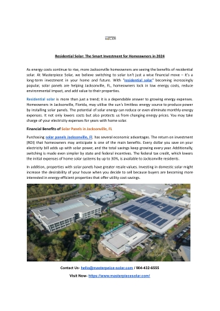 Residential Solar: The Smart Investment for Homeowners in 2024