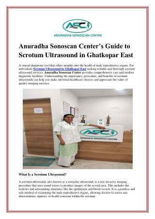Anuradha Sonoscan Center’s Guide to Scrotum Ultrasound in Ghatkopar East