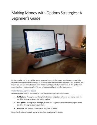 making money with options strategies a beginner