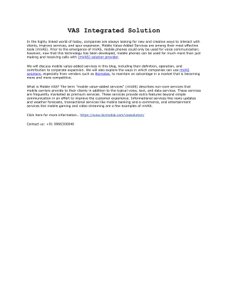 VAS Integrated Solution (AutoRecovered)