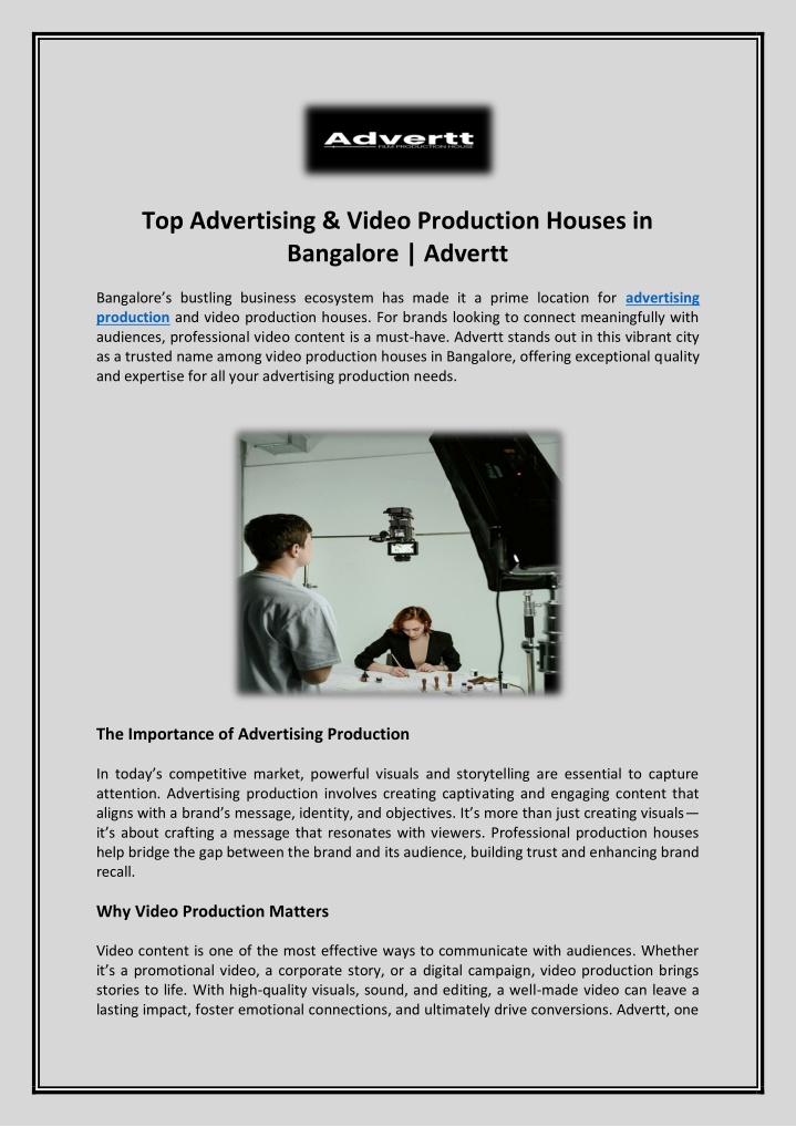 top advertising video production houses