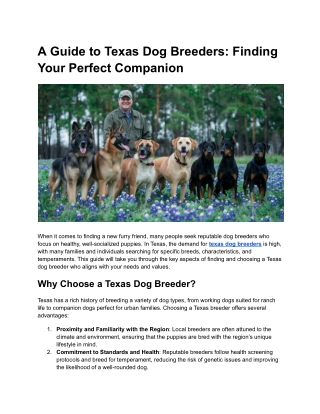 A Guide to Texas Dog Breeders_ Finding Your Perfect Companion