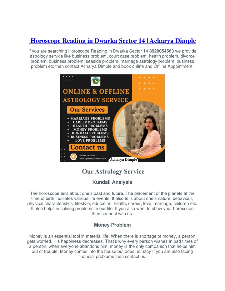 horoscope reading in dwarka sector 14 acharya