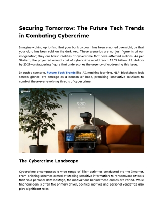 Securing Tomorrow: The Future Tech Trends in Combating Cybercrime