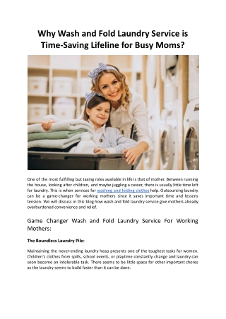 Why Wash and Fold Laundry Service is Time Saving Lifeline for Busy Moms - Hello Laundry