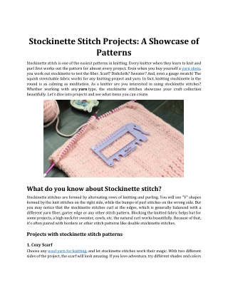 Stockinette Stitch Projects- A Showcase of Patterns