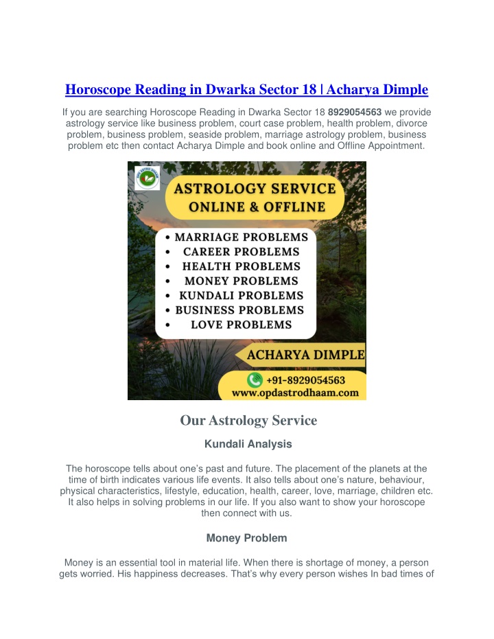 horoscope reading in dwarka sector 18 acharya