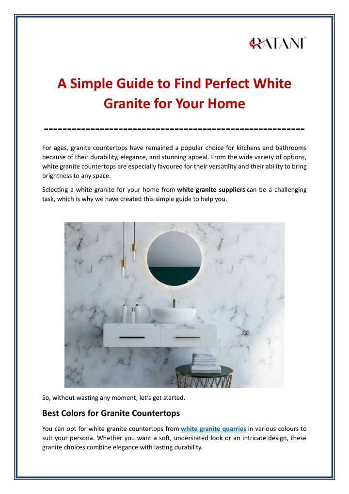 a simple guide to find perfect white granite