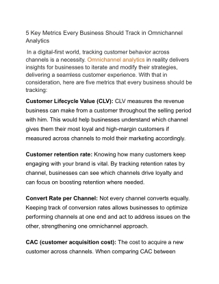 5 key metrics every business should track