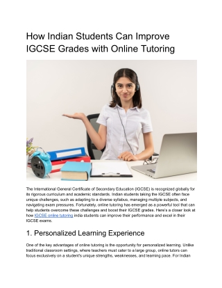 How Indian Students Can Improve IGCSE Grades with Online Tutoring