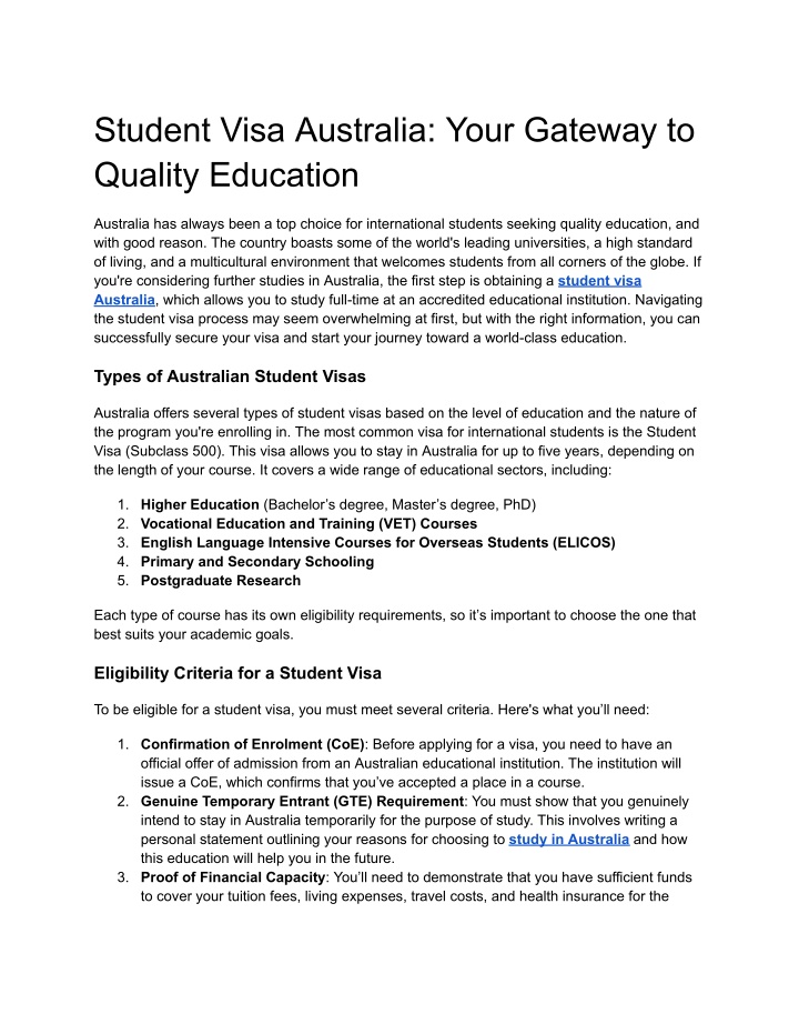 student visa australia your gateway to quality