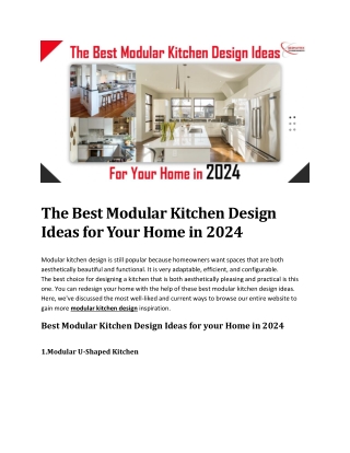 The Best Modular Kitchen Design Ideas for Your Home in 2024