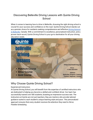 Discovering Belleville Driving Lessons with Quinte Driving School
