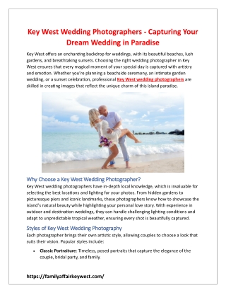 Key West Wedding Photographers - Capturing Your Dream Wedding in Paradise