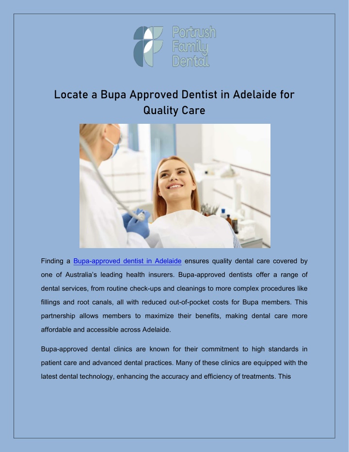 locate a bupa approved dentist in adelaide