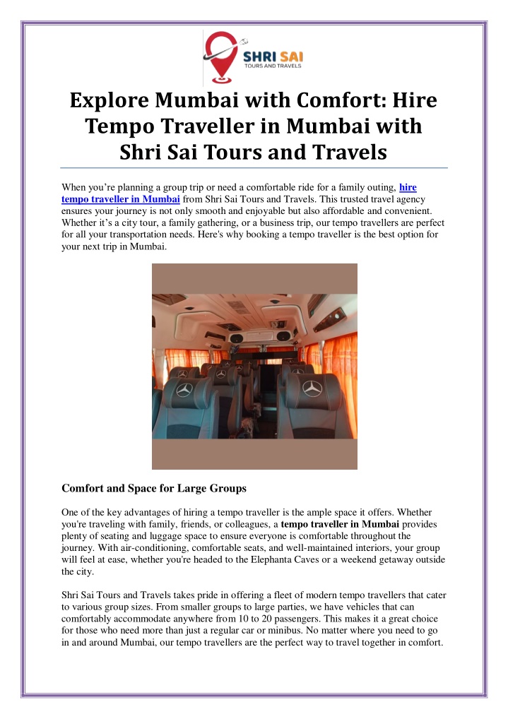 explore mumbai with comfort hire tempo traveller