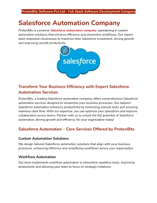 Salesforce Automation Services | Salesforce Automation Company