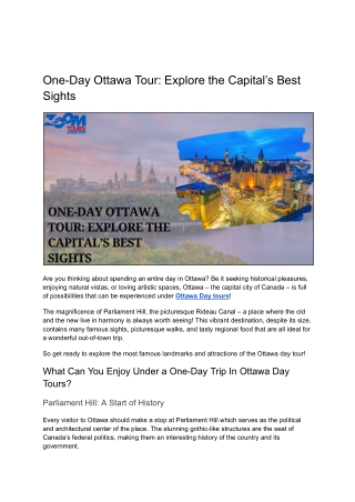 One-Day Ottawa Tour_ Explore the Capital’s Best Sights