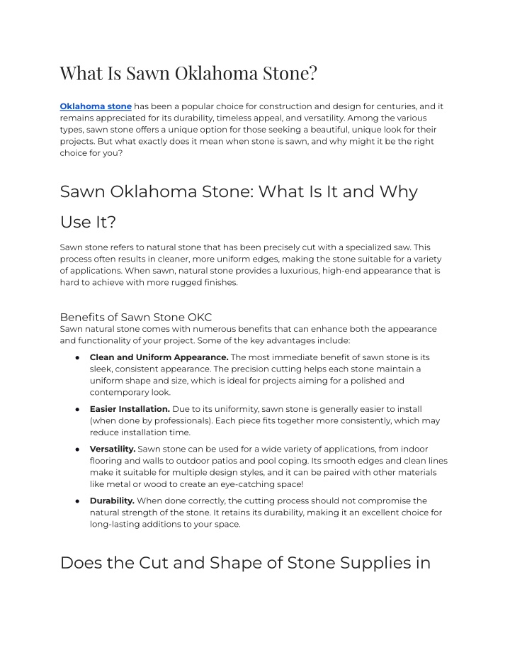 what is sawn oklahoma stone