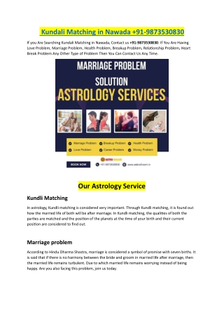 kundali matching in nawada 91 9873530830