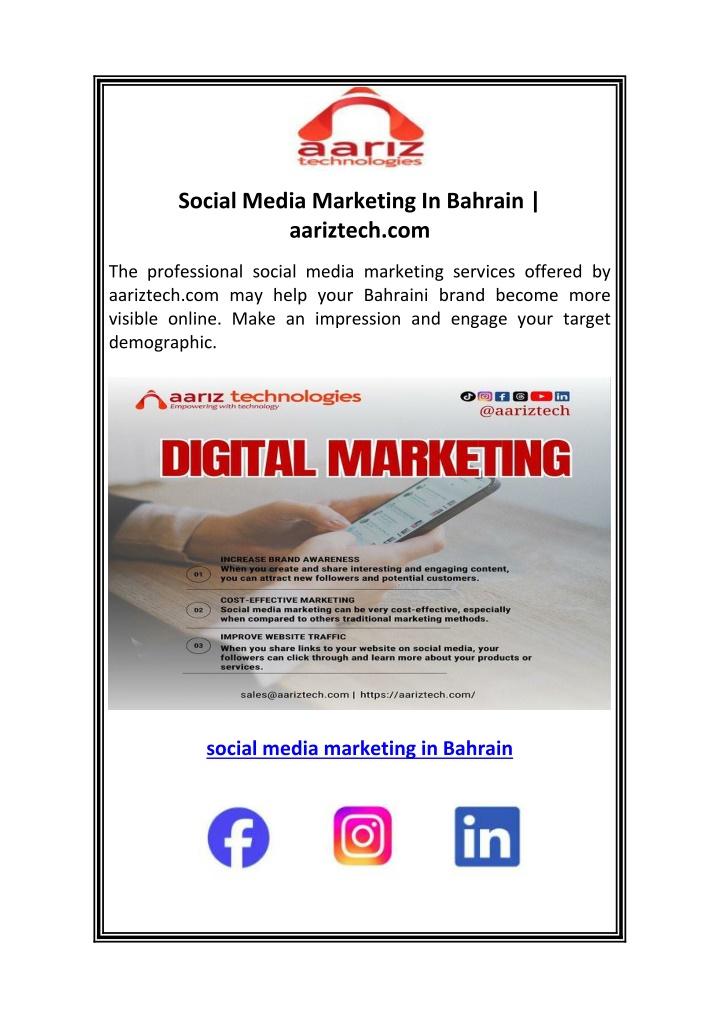 social media marketing in bahrain aariztech com