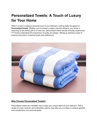 Personalized Towels_ A Touch of Luxury for Your Home