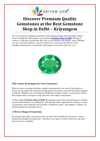 Discover the Best Gemstone Shop in Delhi for Quality and Authenticity