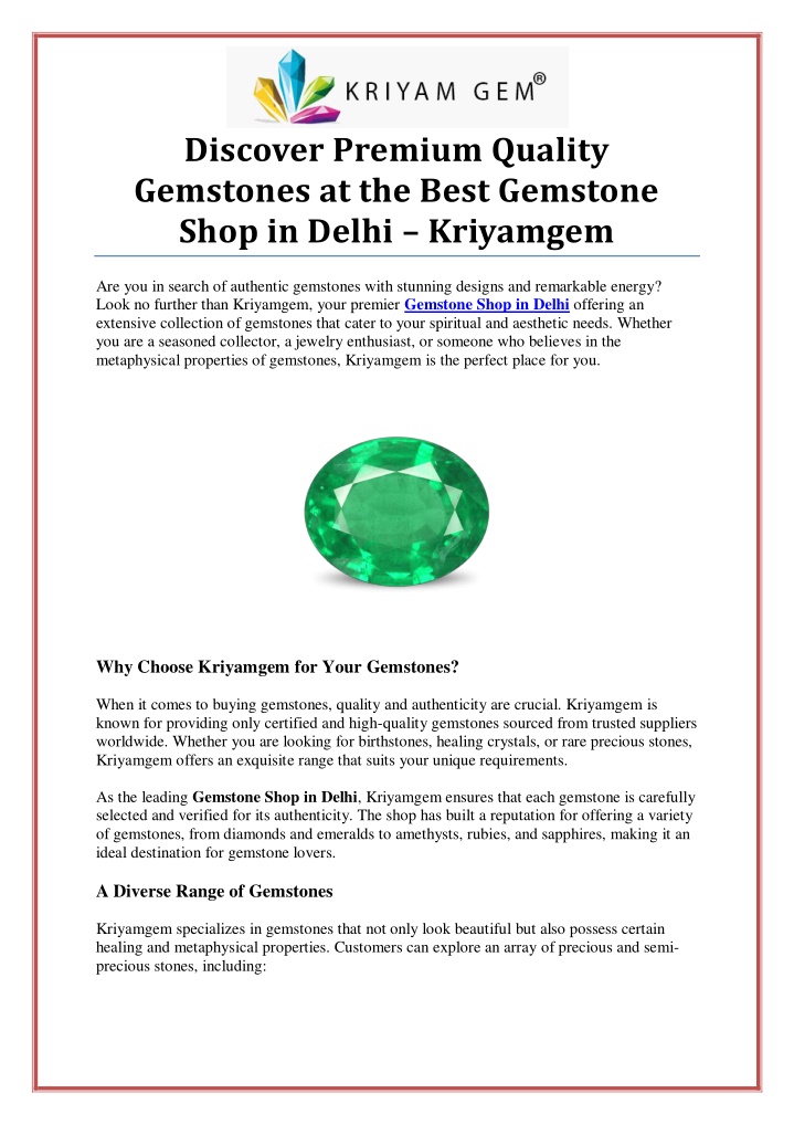 discover premium quality gemstones at the best