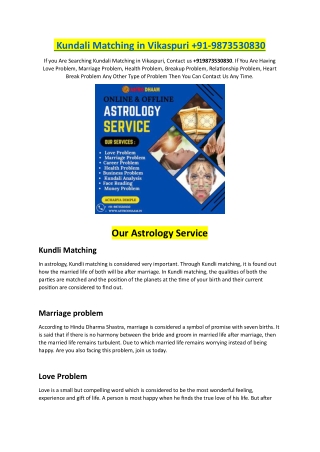 kundali matching in vikaspuri 91 9873530830
