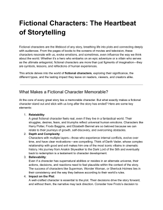 fictional characters the heartbeat of storytelling