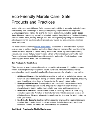 Eco-Friendly Marble Care_ Safe Products and Practices
