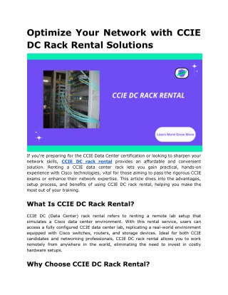 optimize your network with ccie dc rack rental