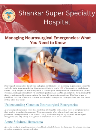 Managing Neurosurgical Emergencies What You Need to Know