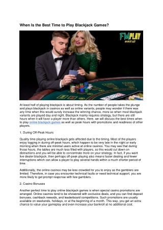 when is the best time to play blackjack games