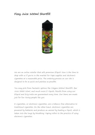 fizzy juice 100ml shortfill