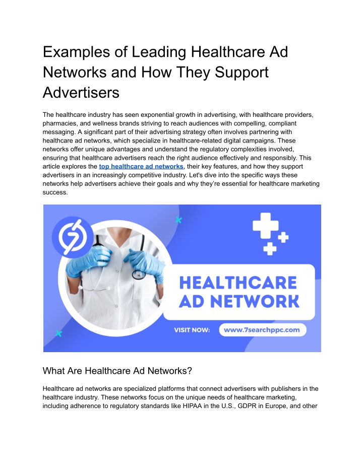 examples of leading healthcare ad networks