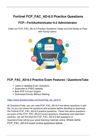 Brilliant Fortinet FCP_FAC_AD-6.5 Exam Questions-The Best Way to Achieve Success