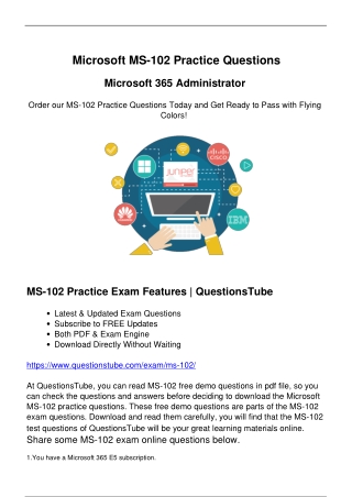 Brilliant Microsoft MS-102 Exam Questions - The Best Way to Achieve Success