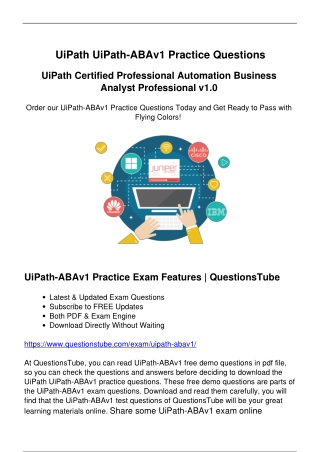 Brilliant UiPath UiPath-ABAv1 Exam Questions - The Best Way to Achieve Success