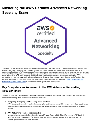 mastering the aws certified advanced networking