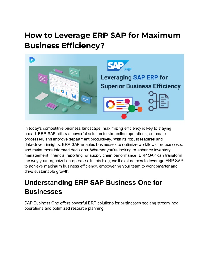 how to leverage erp sap for maximum business