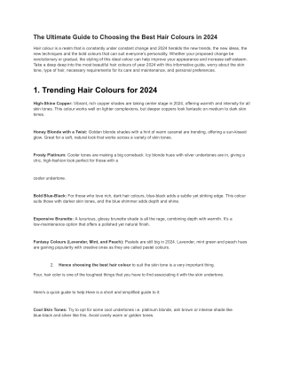 The Ultimate Guide to Choosing the Best Hair Colours in 2024