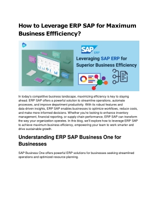 Transforming Business Operations: How SAP ERP Drives Efficiency