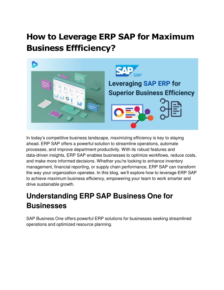 how to leverage erp sap for maximum business effficiency