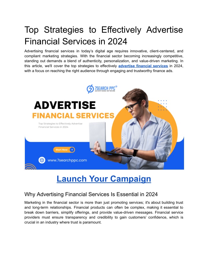 top strategies to effectively advertise financial