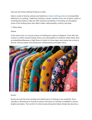 Discover the Finest Clothing Products in India