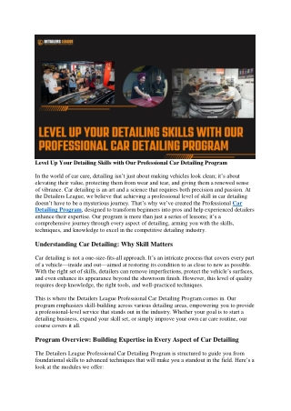 Level Up Your Detailing Skills with Our Professional Car Detailing Program